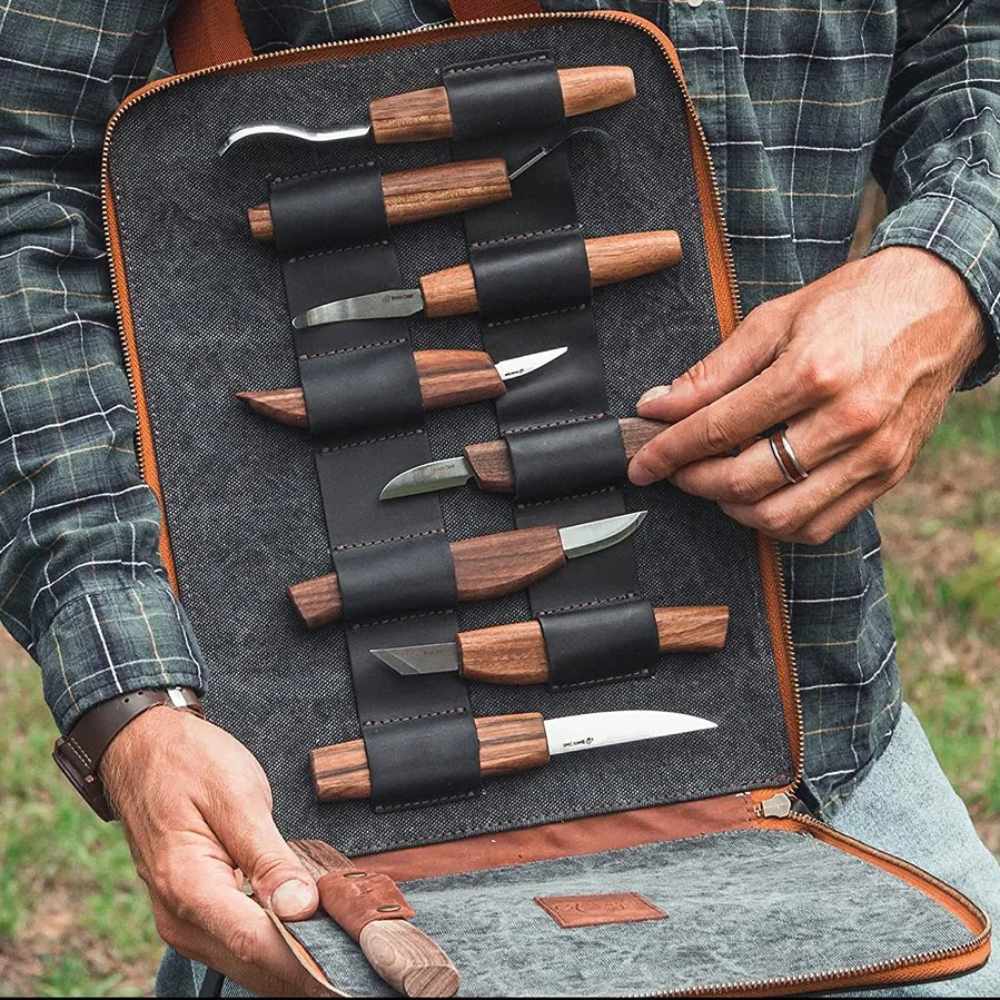 Grande valigetta di lusso per intaglio del legno con manici in noce