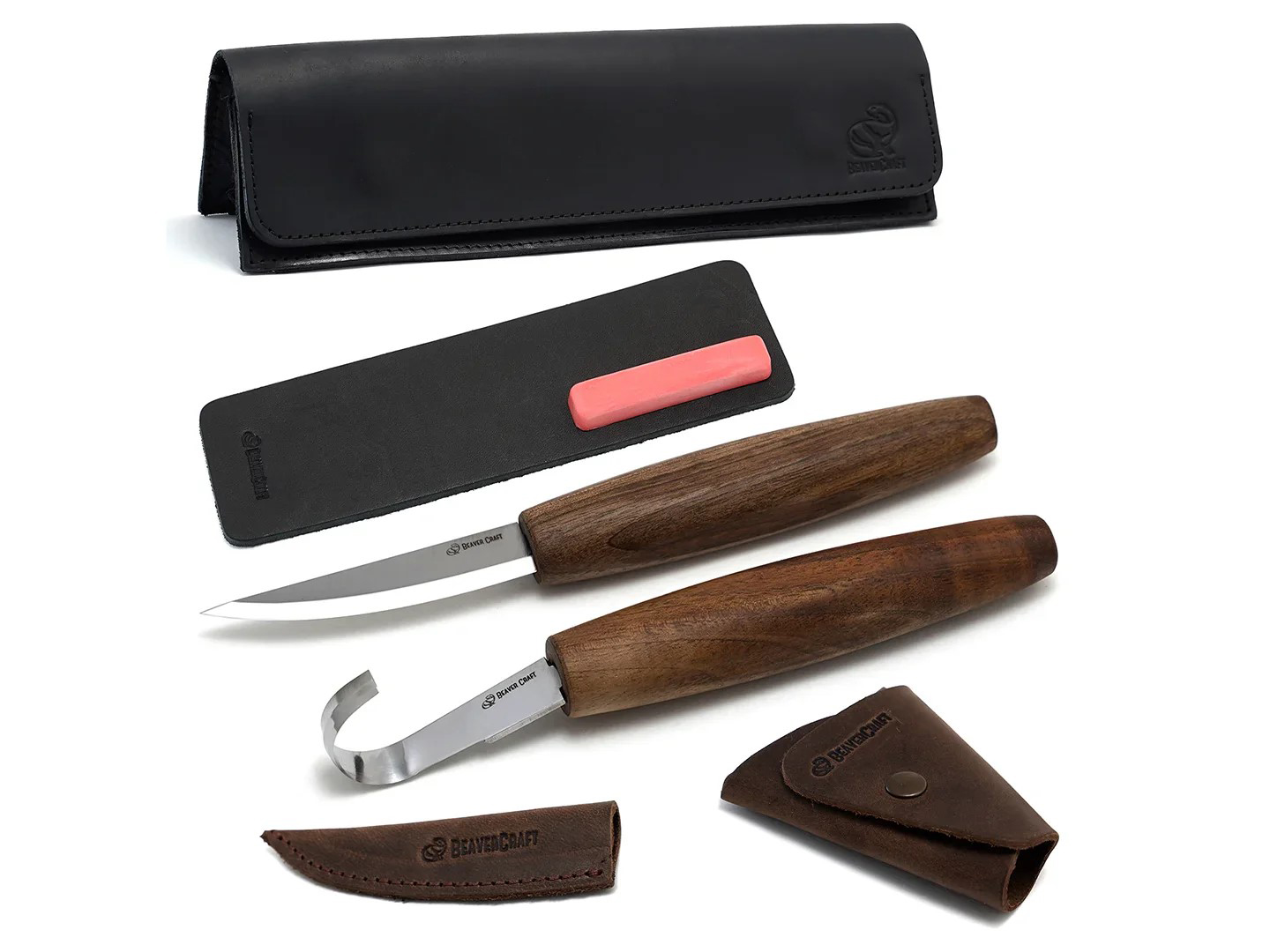 Juego de talla de cucharas de lujo con mangos de nogal