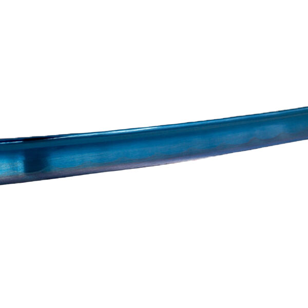 Funktionelles blaues Katana mit Präsentationsbox und Halterung