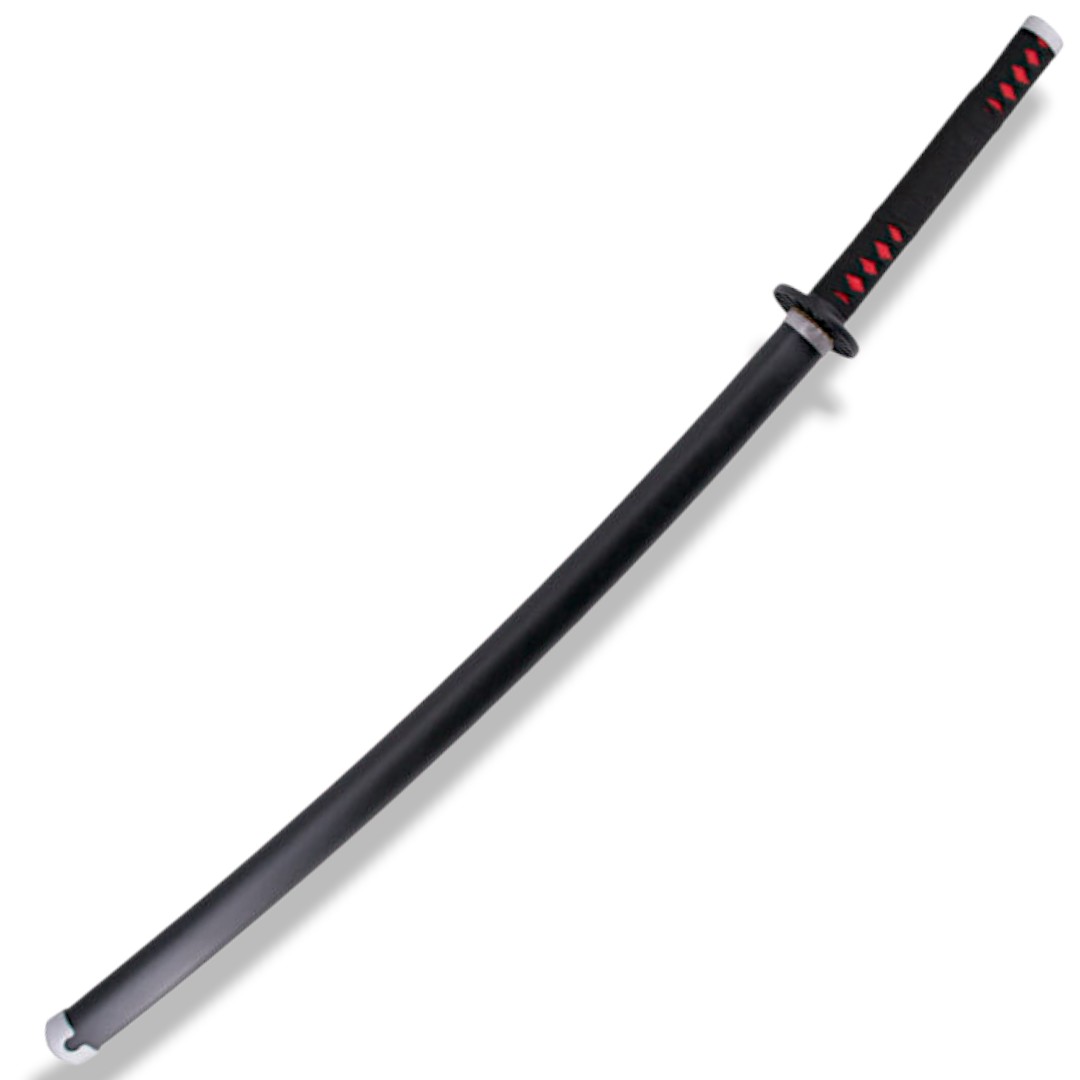 Katana funcional de Kamado Tanjirou con hoja de acero carbono y vaina negra