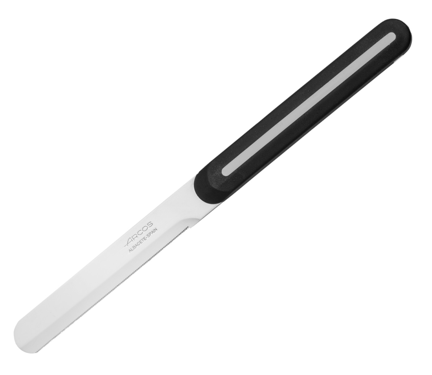 Cuchillo de mesa Arcos Nitrum negro y blanco con hoja microperlad...
