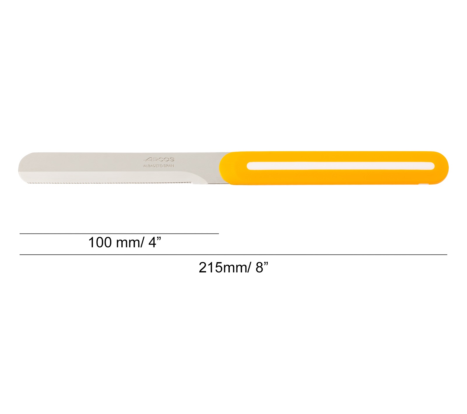 Cuchillo de mesa Arcos Nitrum naranja con hoja microperlada de 10 cm