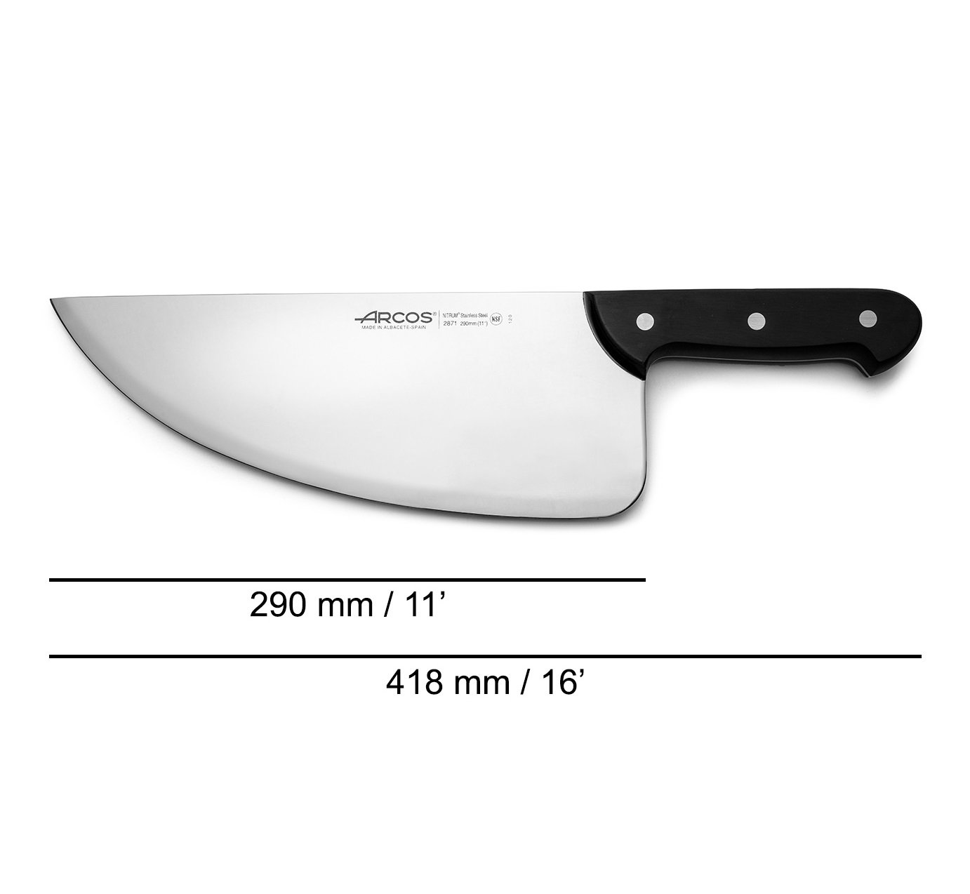 Cuchillo Pescadero Arcos Universal con hoja ancha de 29 cm y mango de Polioximetileno