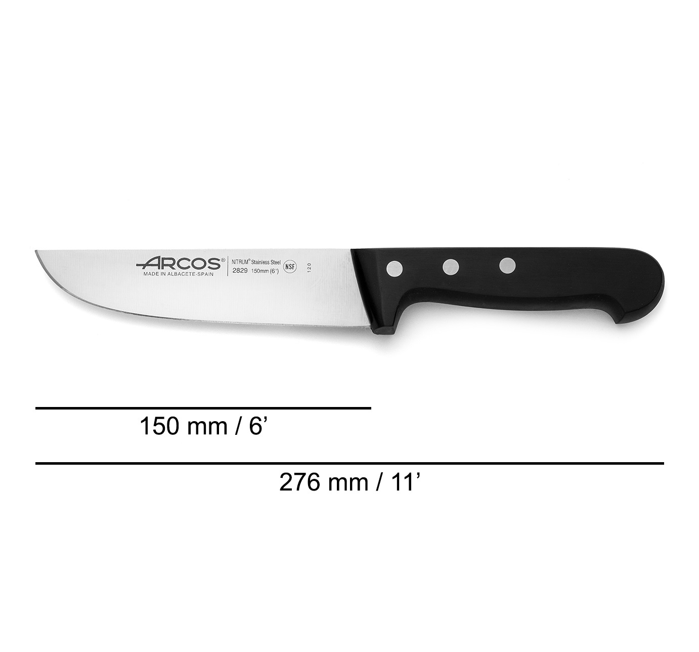 Cuchillo Carnicero recto Arcos Universal con hoja de 15 cm y mango de Polioximetileno