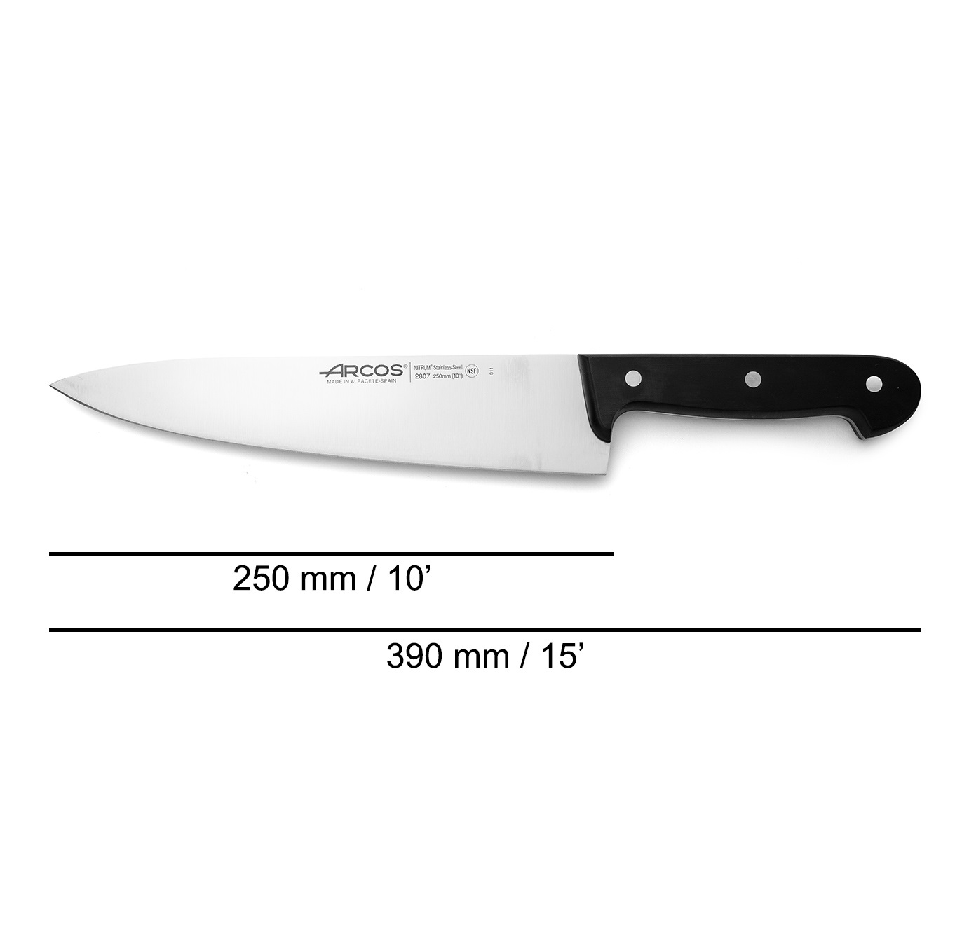 Faca de chef universal Arcos com lâmina de 25 cm e cabo em polioximetileno