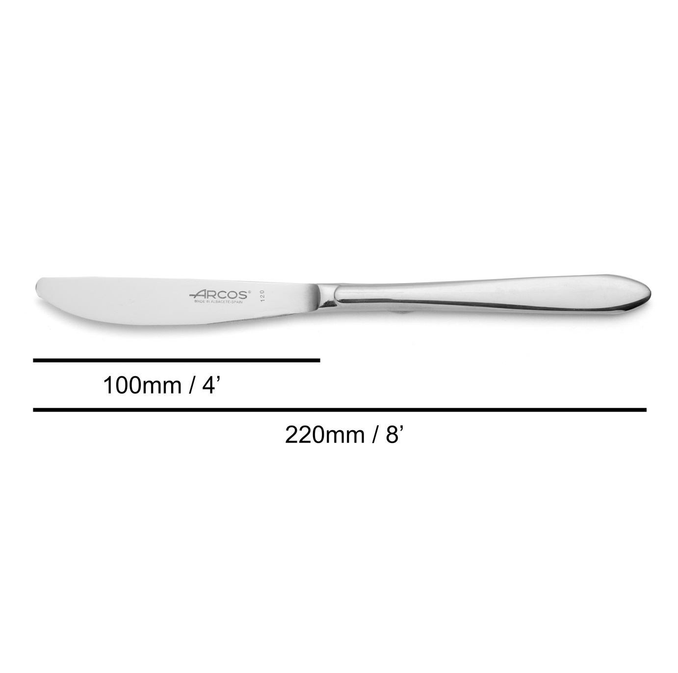 12 cuchillos de mesa Arcos filo microperlado serie Berlín acero inoxidable 220 mm