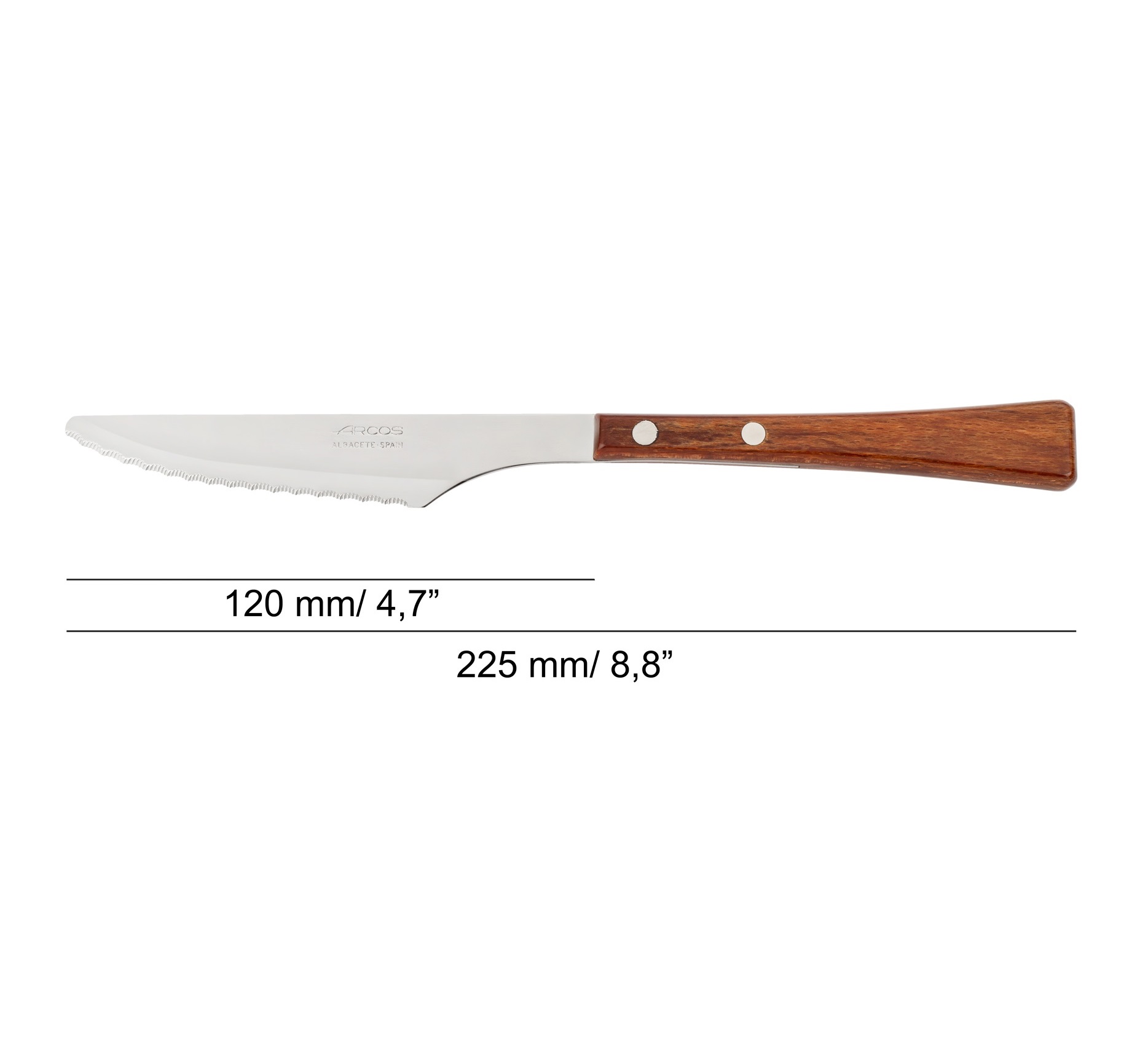 12 cuchillos de mesa Arcos Manchega de 120 mm con mango de madera comprimida