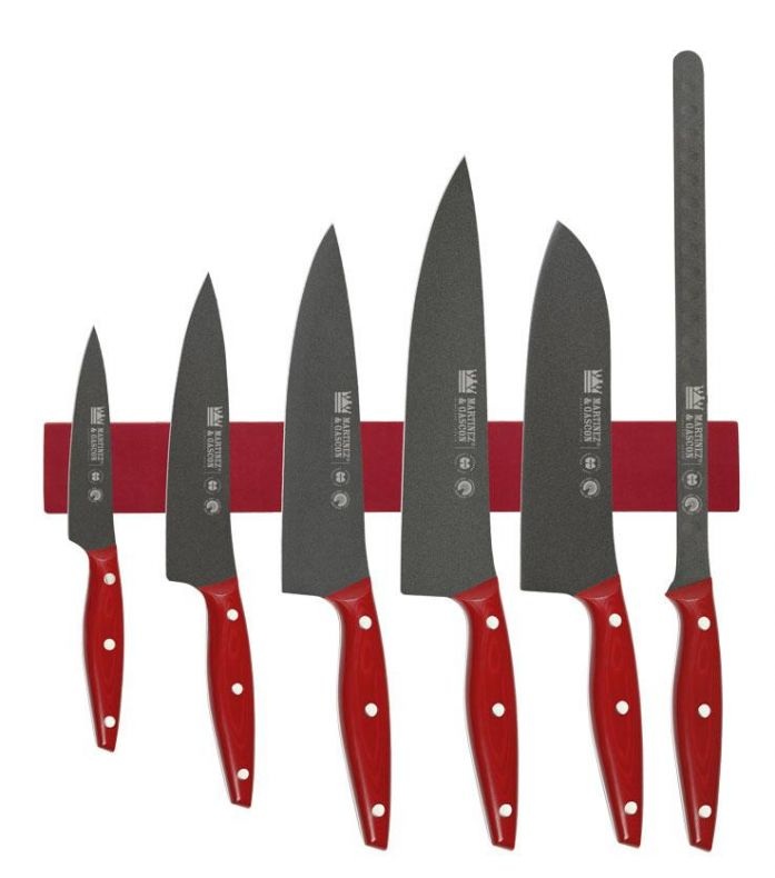 Set imán con 6 cuchillos cocineros de teflón y mango de mikarta r...