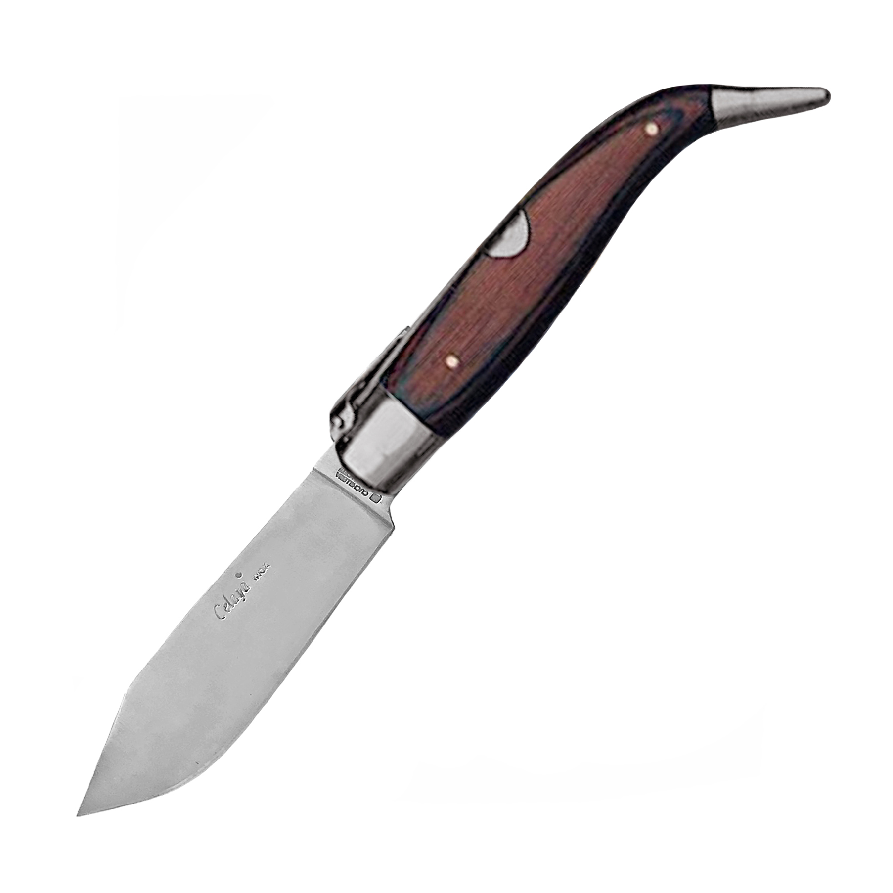 Navajas Pastora artesanal con mango de madera roja y virola de al...