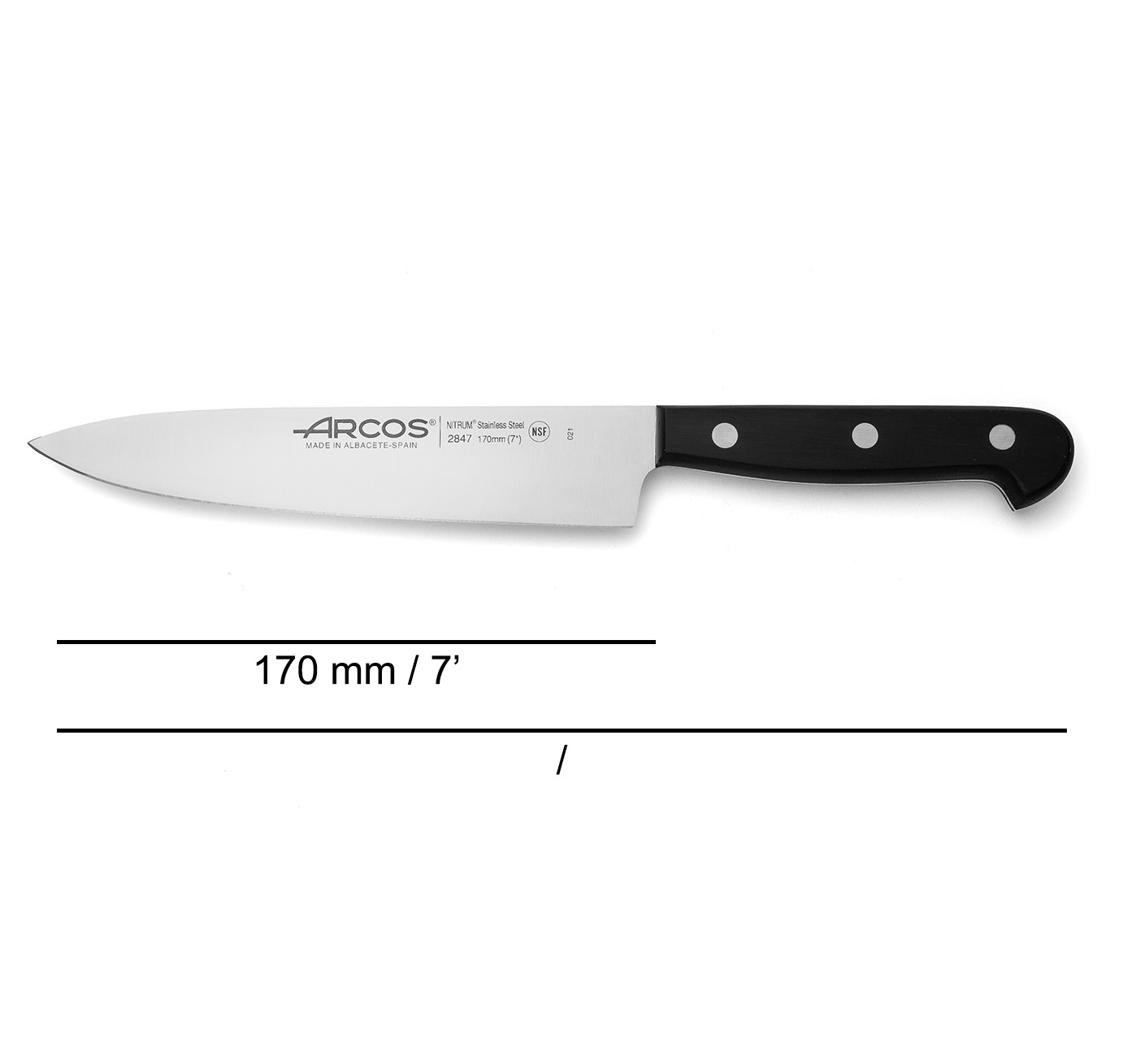 Faca de chef Arcos Universal 170 mm com cabo em polioximetileno preto