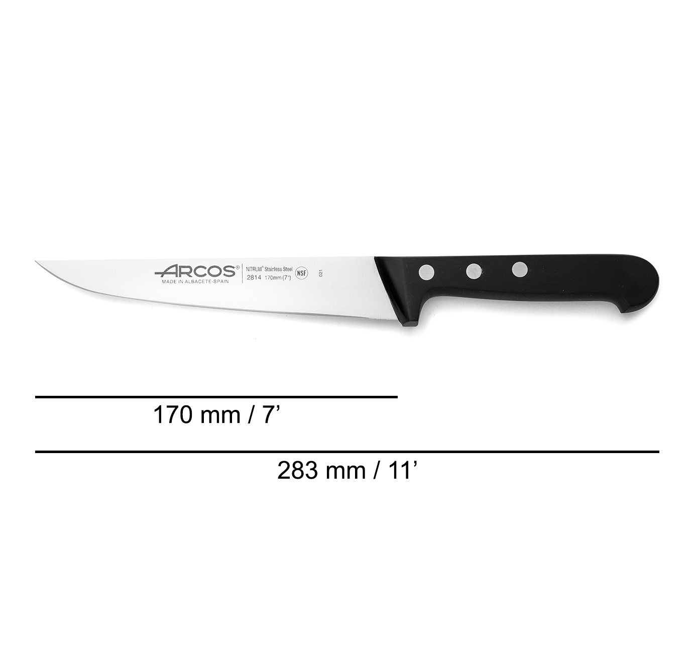 Cuchillo de cocina Arcos Universal 170 mm con mango de polioximetileno negro