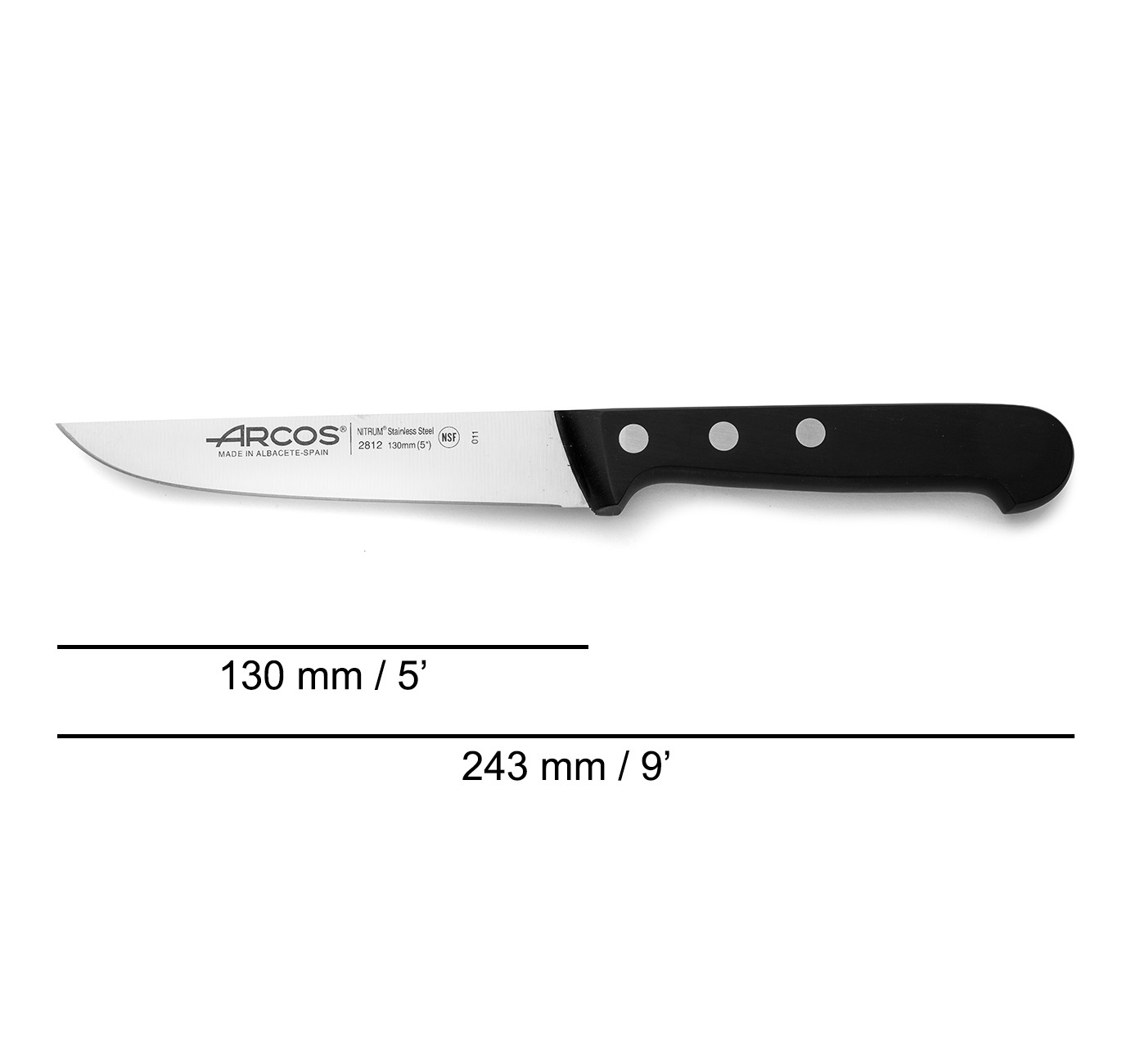 Cuchillo de cocina Arcos Universal 130 mm con mango de polioximetileno negro