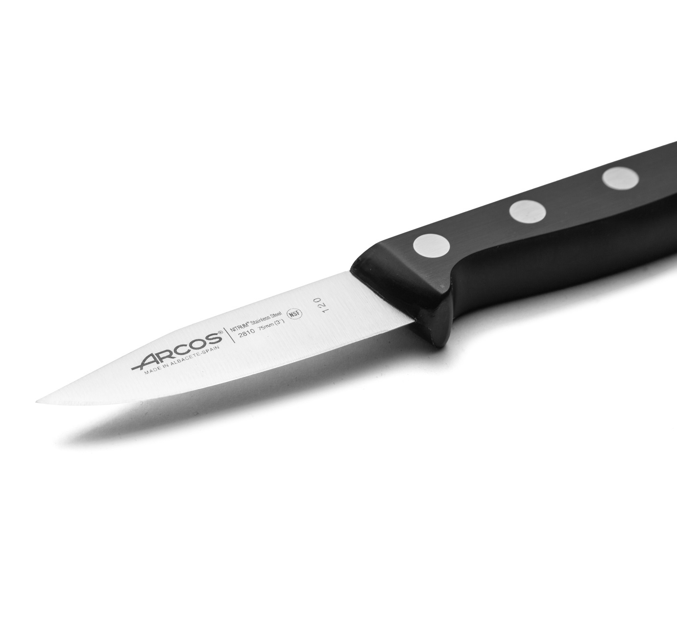 Cuchillo mondador Arcos Universal 75 mm con mango de polioximetileno negro