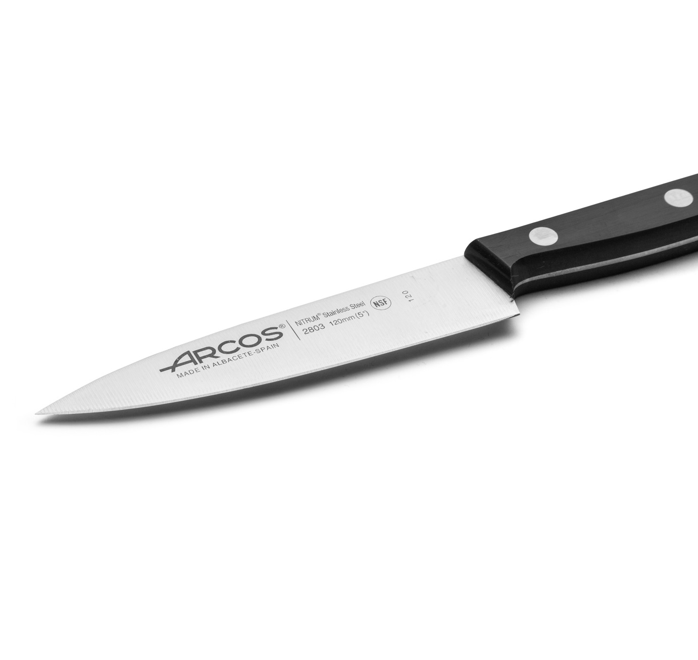 Faca de chef Arcos Universal com cabo em polioximetileno preto e lâmina larga de 120 mm