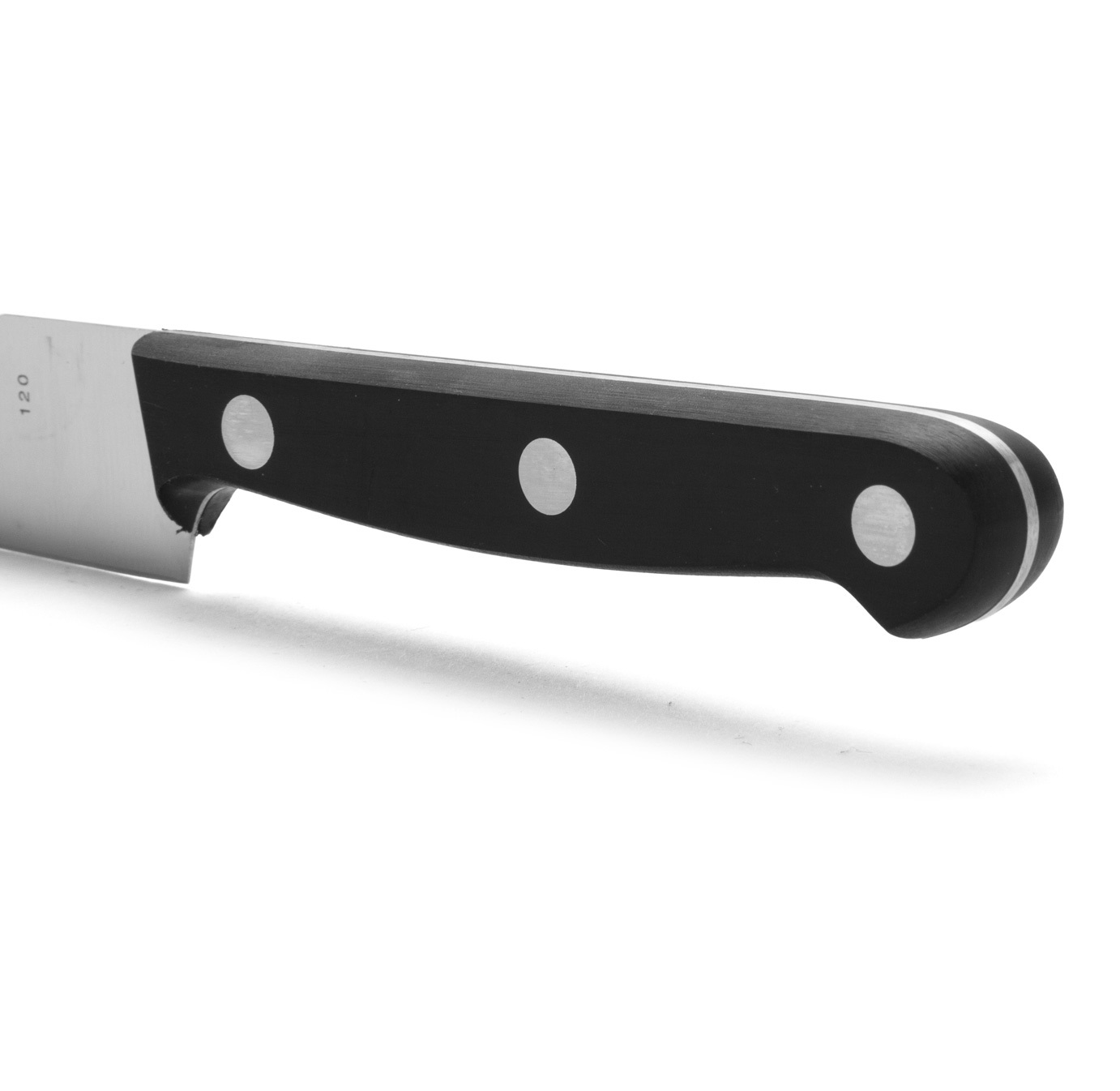 Faca de chef Arcos Universal com cabo em polioximetileno preto e lâmina larga de 120 mm