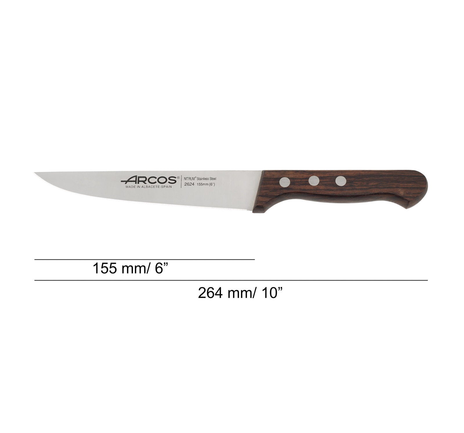 Cuchillo de cocina Arcos Atlántico con mango de madera de palisandro y hoja de 155 mm