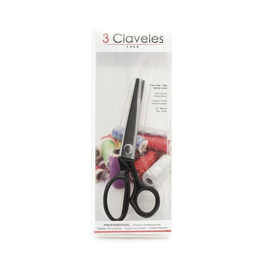 Ciseaux zigzag forgés à chaud de 18 cm pour usages divers avec manche émaillé noir 3 Claveles