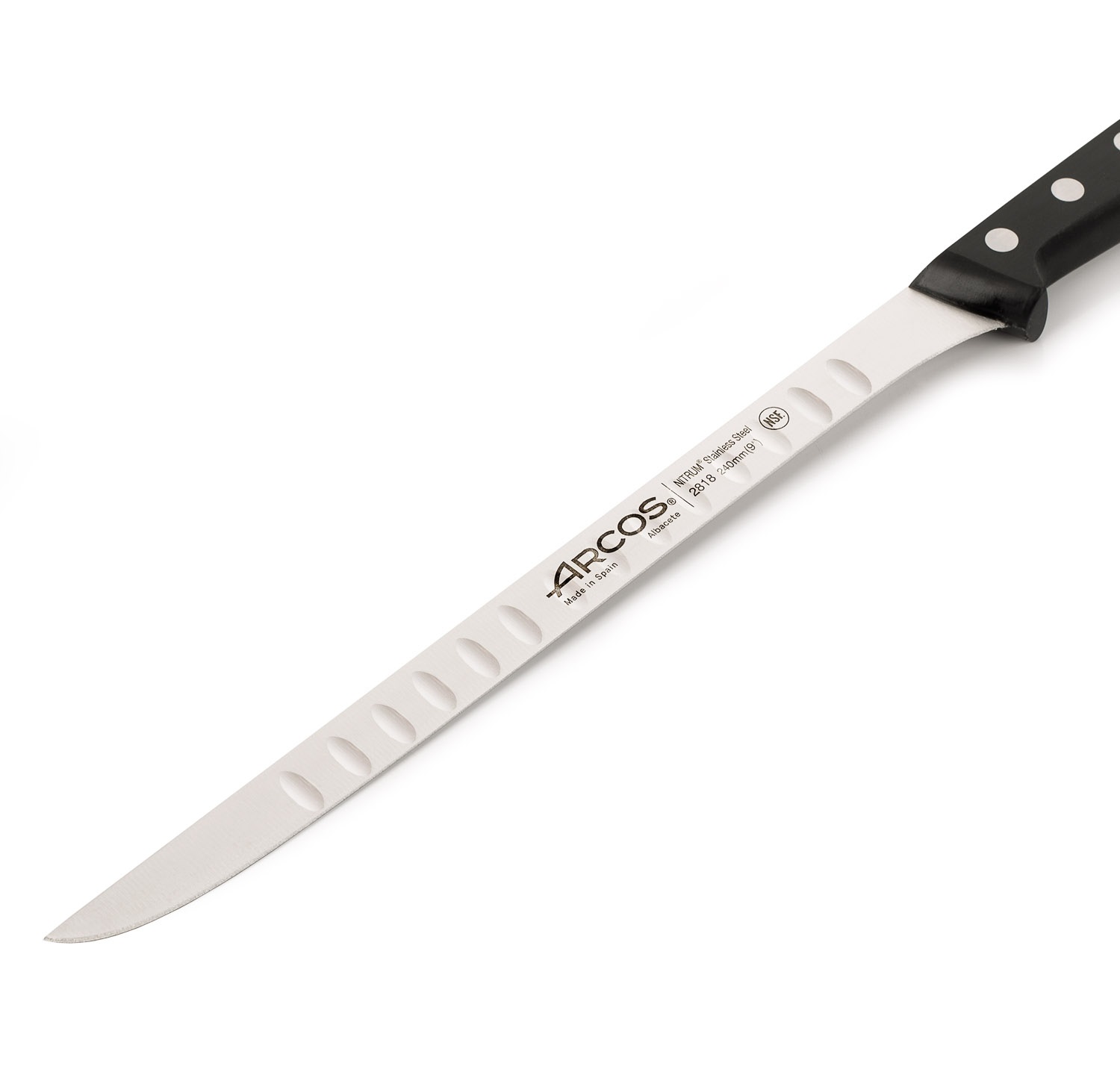 Cuchillo jamonero Arcos con hoja alveolada de 24 cm serie Universal con mango de polioximetileno