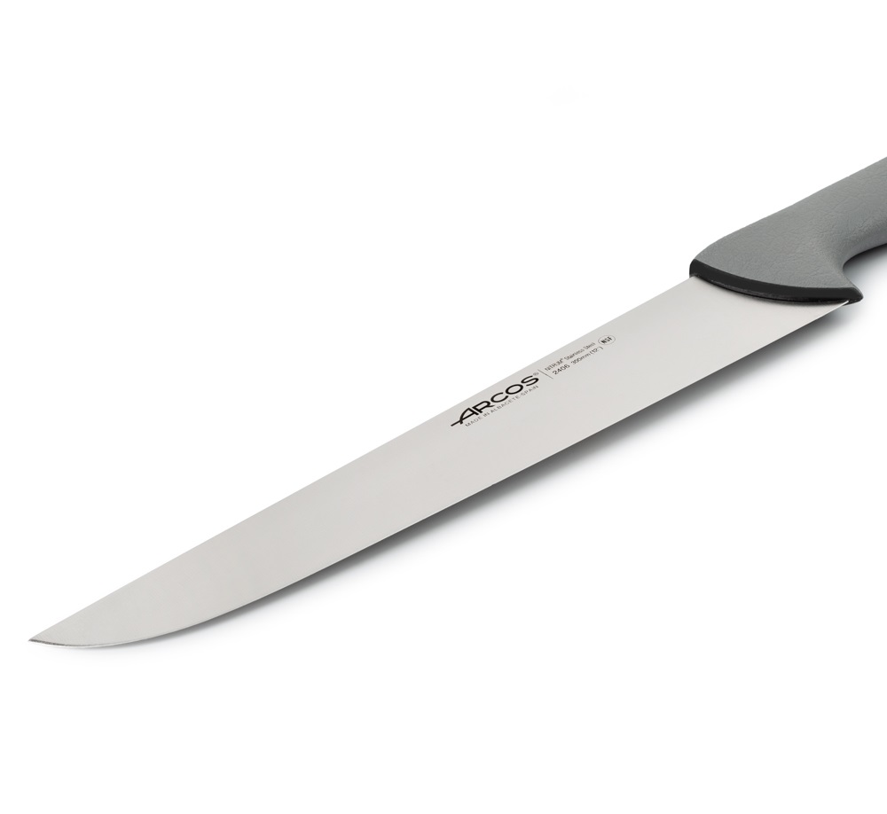 Arcos Fleischermesser mit einer 300 mm langen Colour Prof-Klinge und einem grauen, doppelt eingespritzten Griff