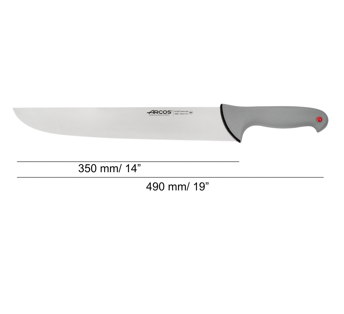 Cuchillo Carnicero Arcos con hoja de 350 mm Colour Prof con mango doble inyectado gris