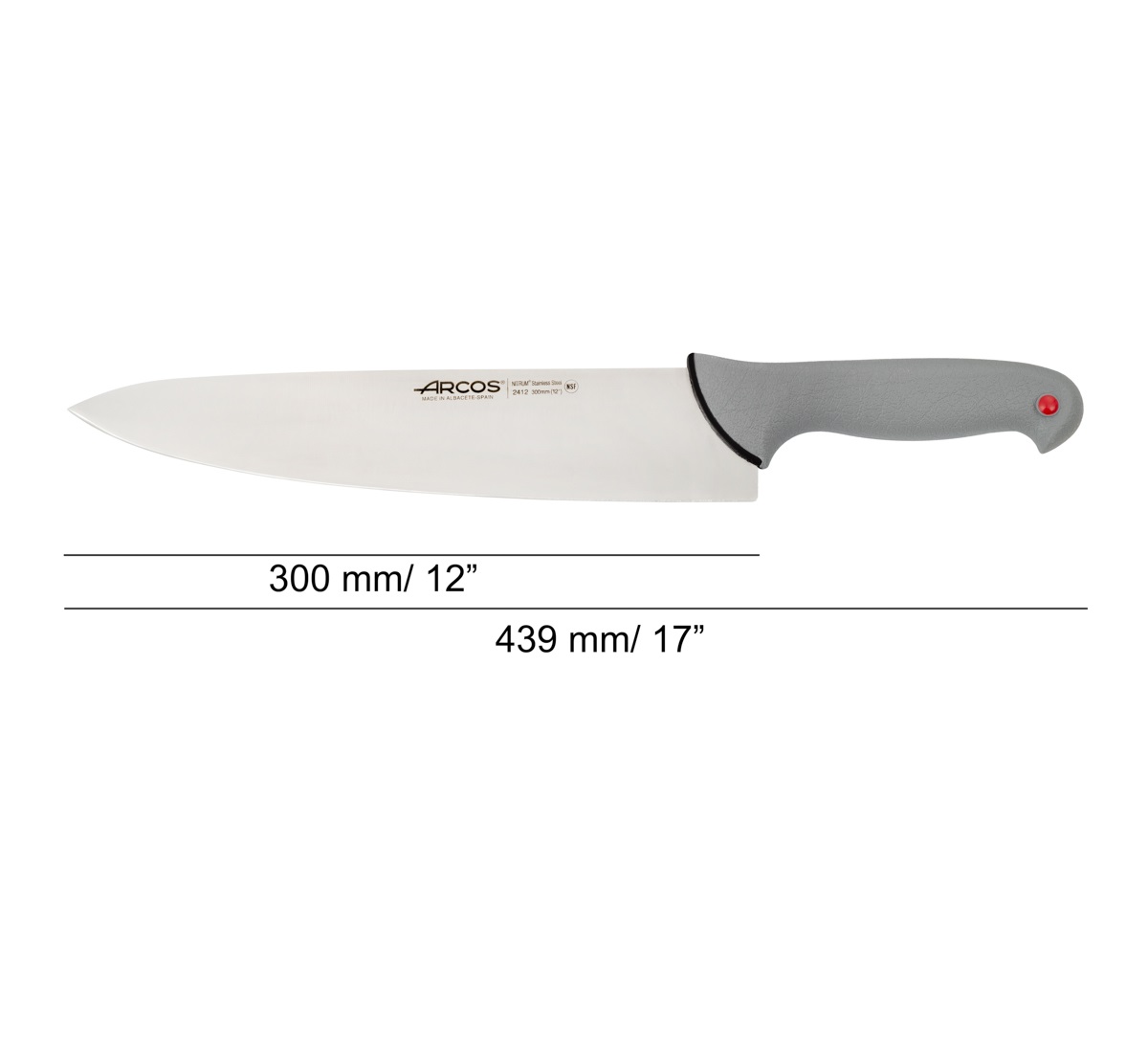 Cuchillo cocinero Arcos con hoja de 300 mm Colour Prof con mango doble inyectado gris