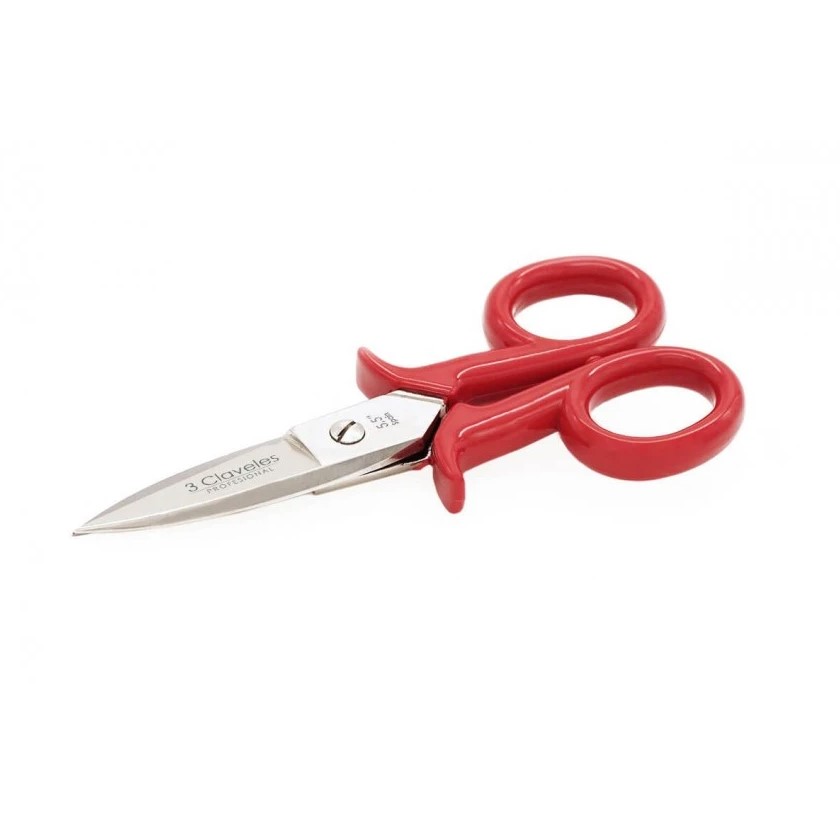 Tijeras electricista Protec de 14 cm con mango inyectado aislante rojo 3 Claveles