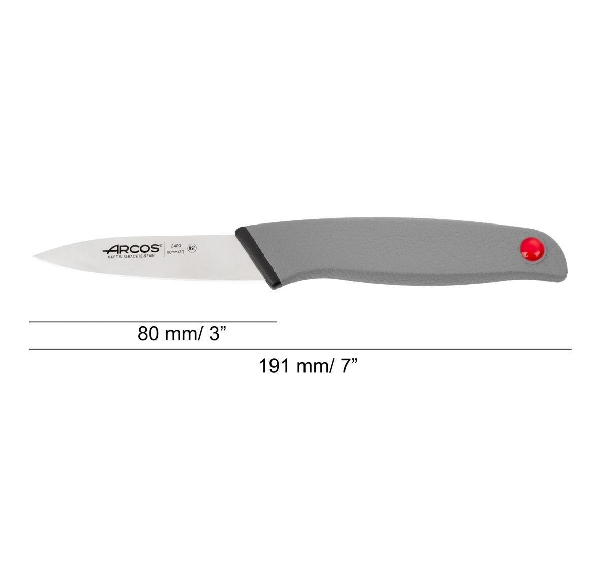 Cuchillo mondador Arcos hoja de 8 cm Colour prof mango doble inyección negro