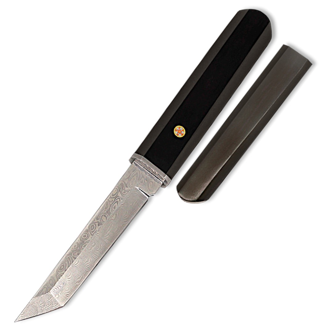 Messer mit einer 10,50 cm langen Tantoklinge mit glänzendem Damas...