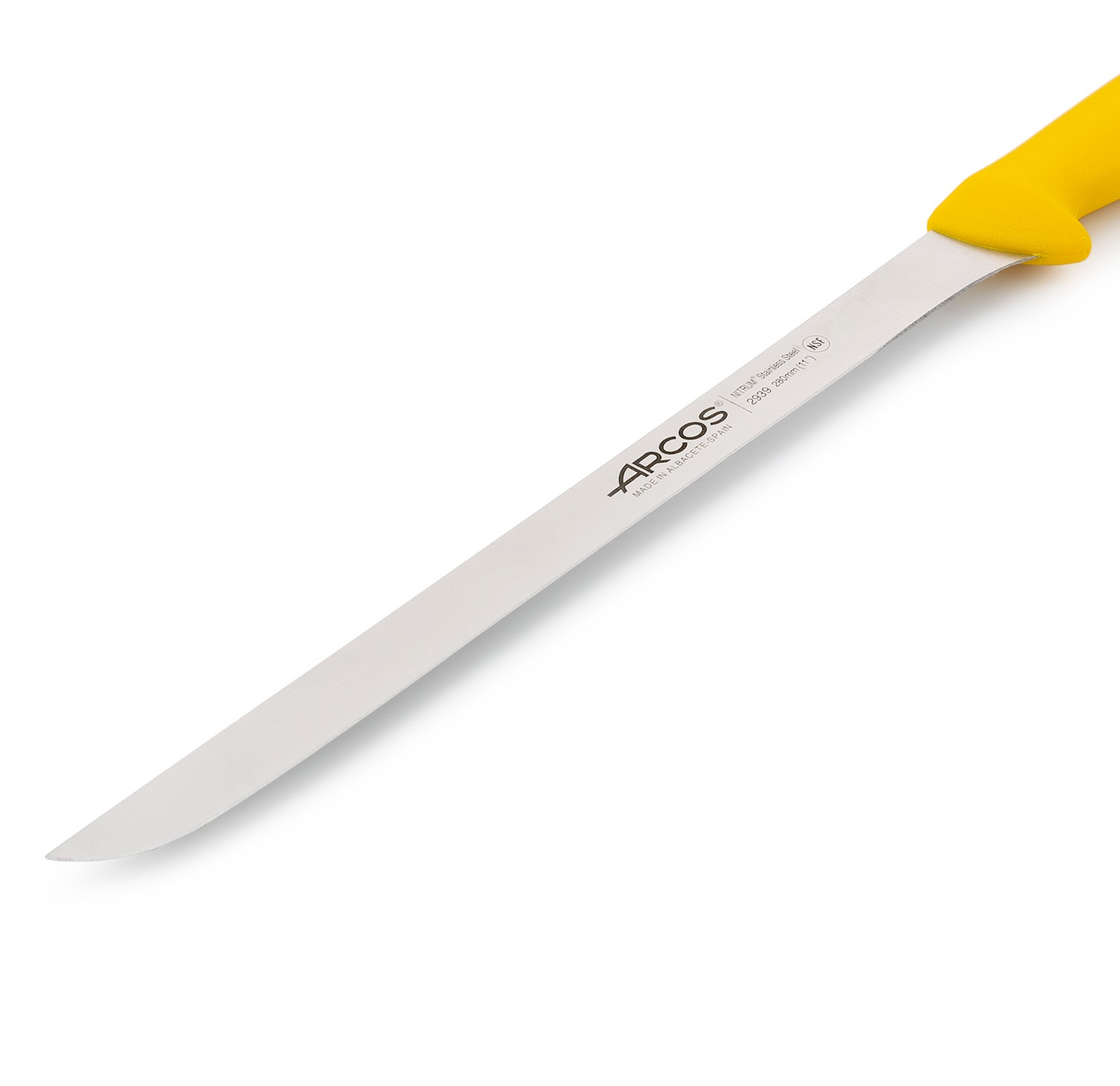 Cuchillo jamonero arcos serie 2900 con hoja de 28 cm y mango de polipropileno.