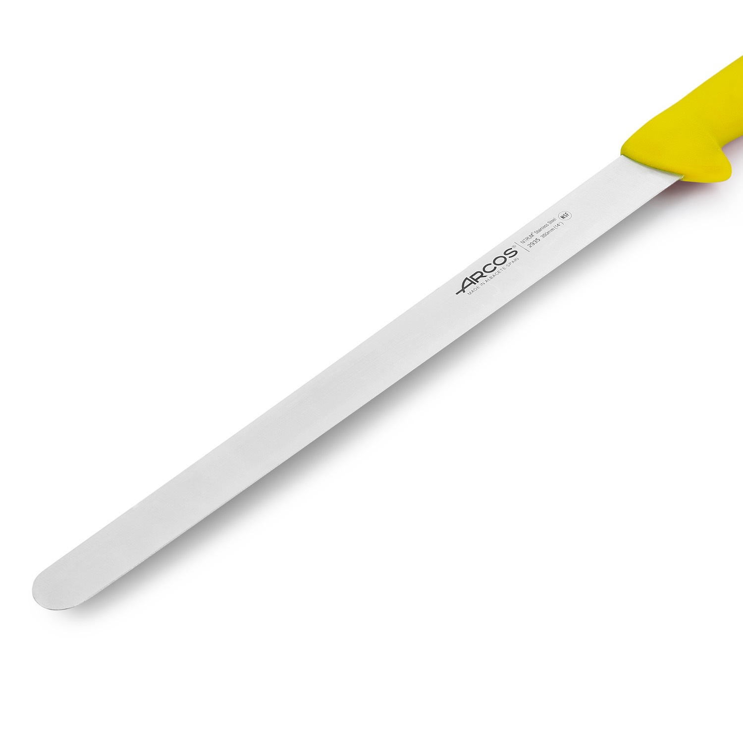 Cuchillo de fiambre arcos serie 2900 con hoja de 35 cm y mango de polipropileno.
