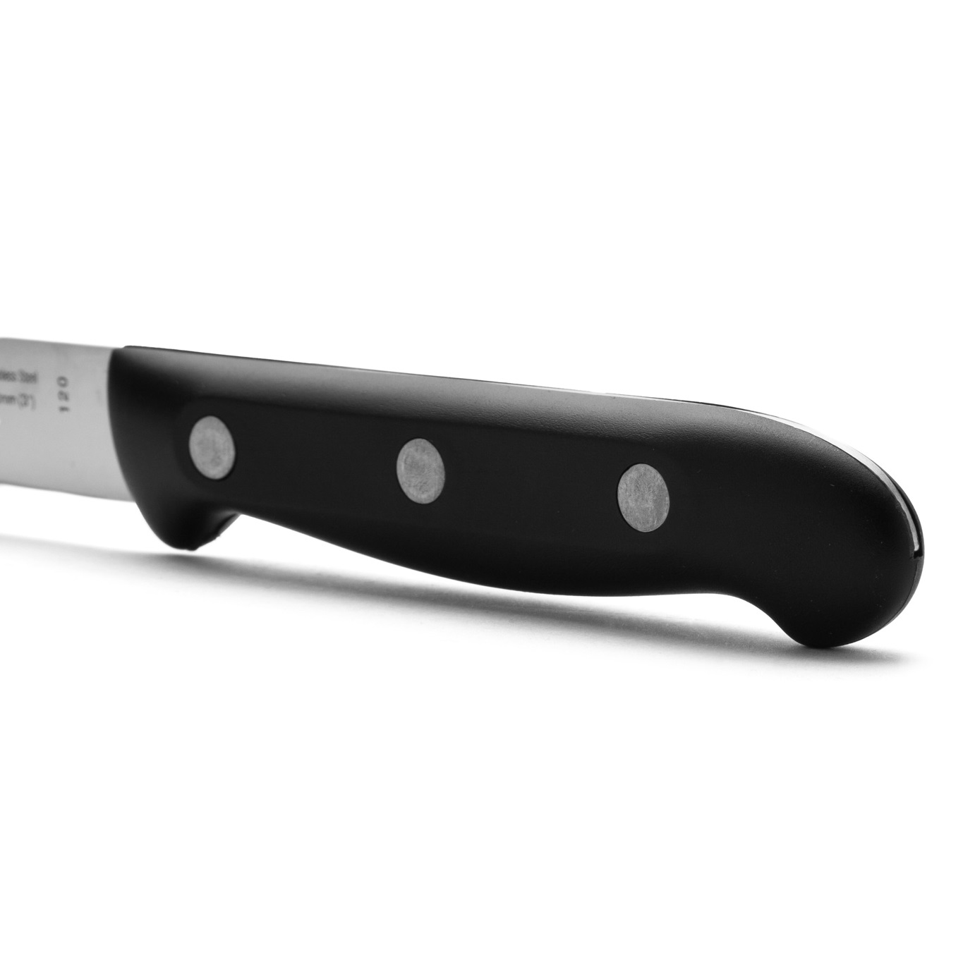Cuchillo mondador Arcos Maitre con mango de polipropileno negro y hoja de 80 mm