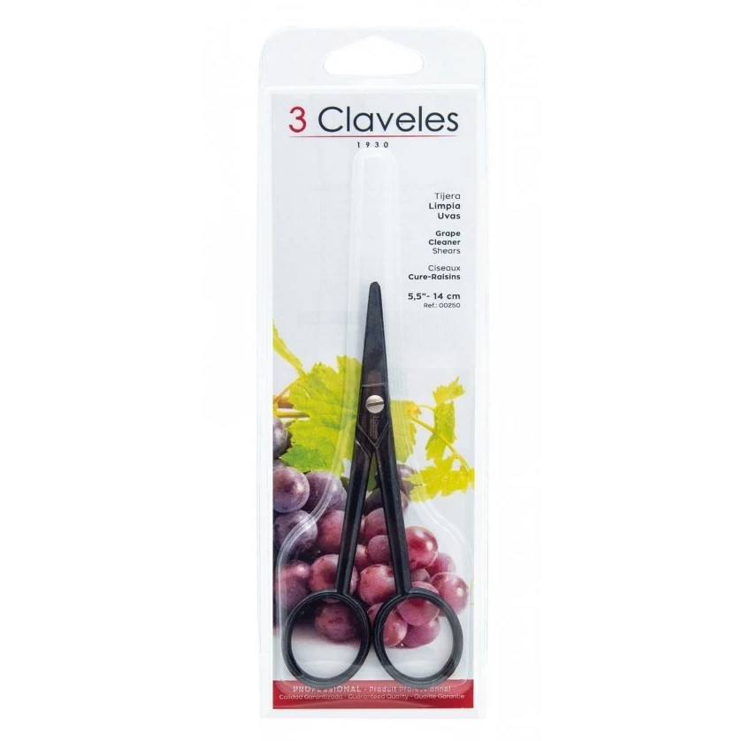 Tijera limpia uvas forjada negra 3 Claveles