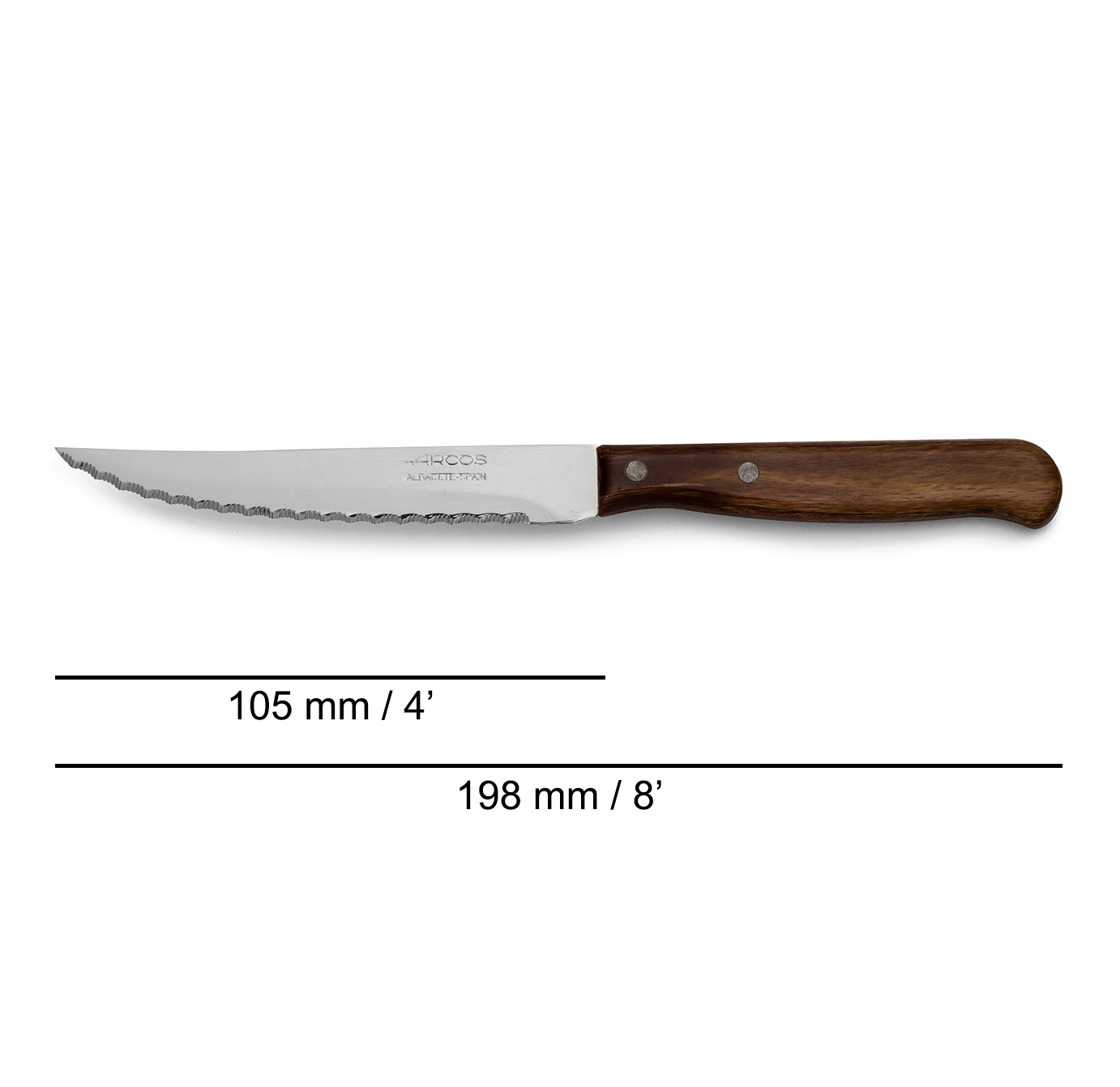 Couteau à steak Arcos série Latin avec manche en bois et lame de 105 mm blister