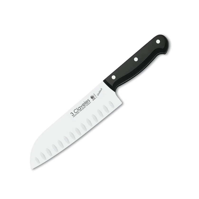 Cuchillo Santoku alveolado de 18 cm con mango de POM 3 Claveles D...