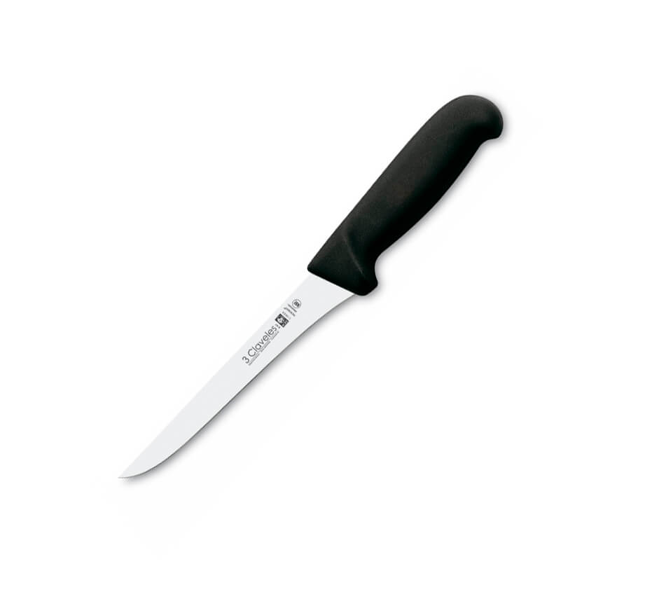 Cuchillo carnicero deshuesador de 15 cm de hoja con mango negro