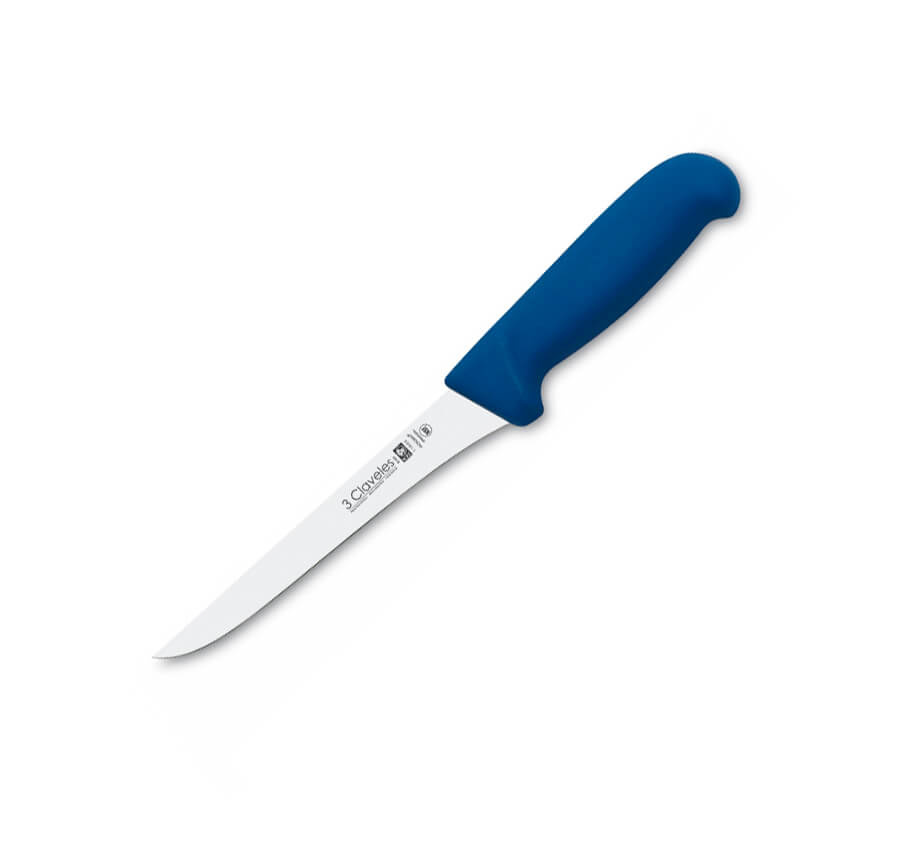 Cuchillo carnicero deshuesador de 15 cm de hoja con mango azul