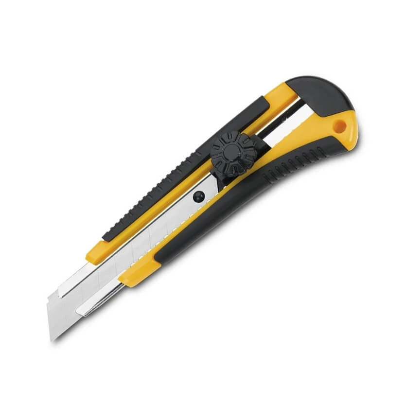 Cutter de 18 mm con mango de metal-nylon y ABS con bloqueo de rue...