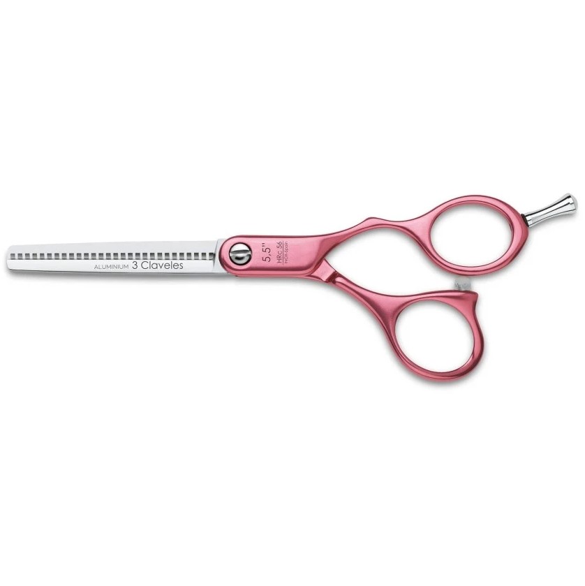 Kit peluquería Duraluminium rosa 5.5" con filo suave 3 Claveles