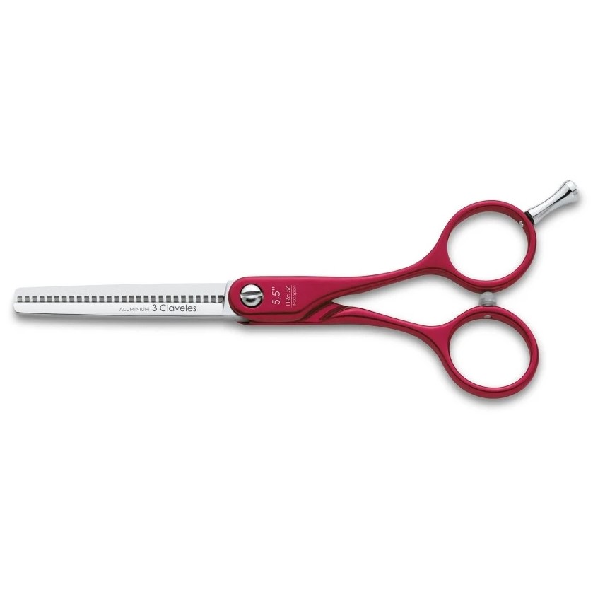 Tijera peluquería Duraluminium rojo ES28 5.5" para esculpir  3 Cl...