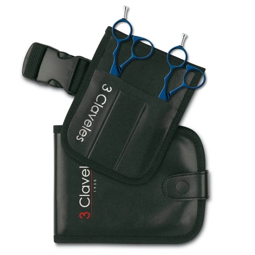 Kit peluquería Duraluminium azul 5.5" con filo suave 3 Claveles