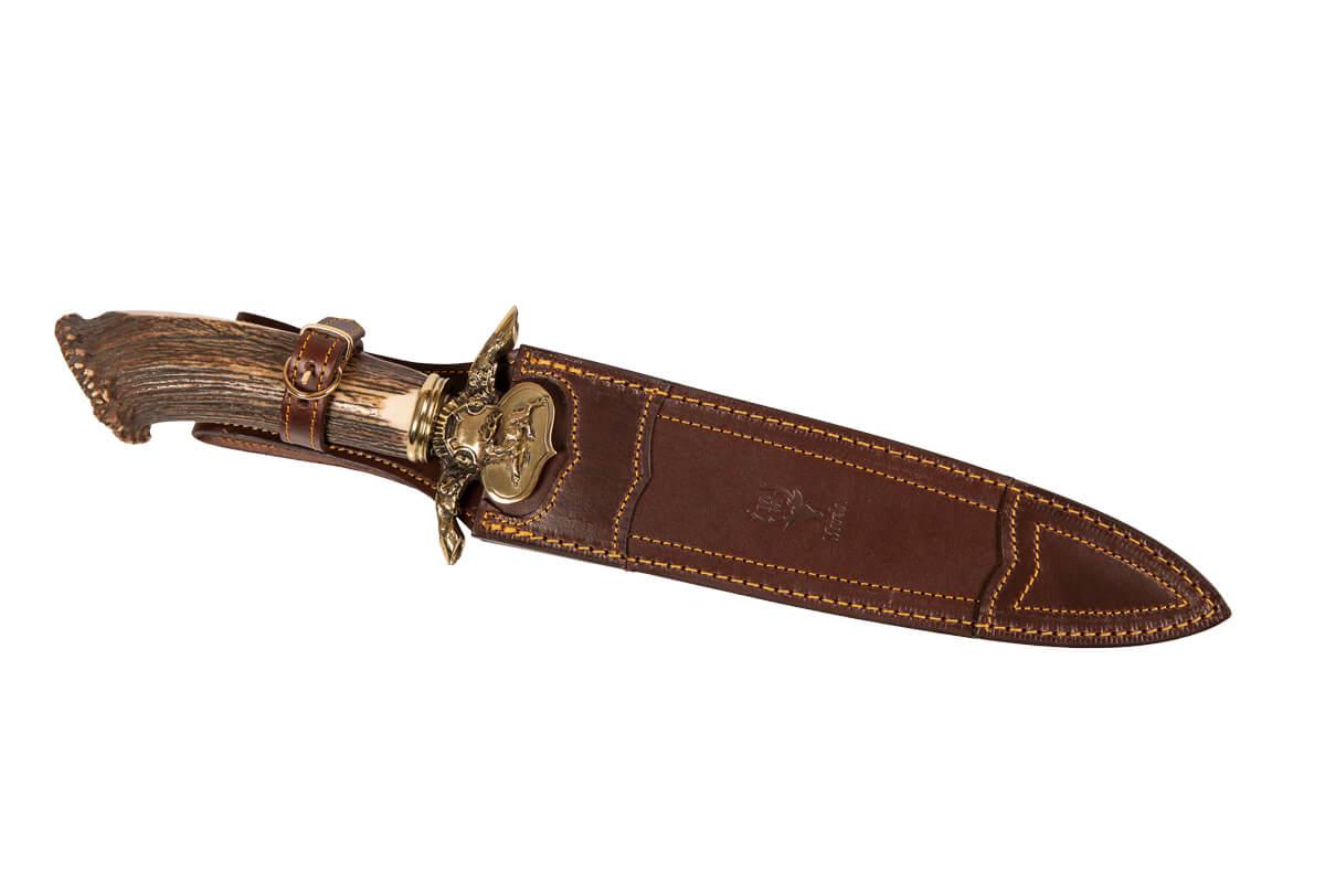 Cuchillo de lujo Muela Cervus 26L con guarda de latón decorada