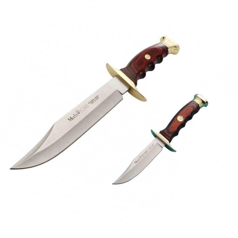 Set 2 cuchillos de caza Muela Bowie con puño de madera prensada c...