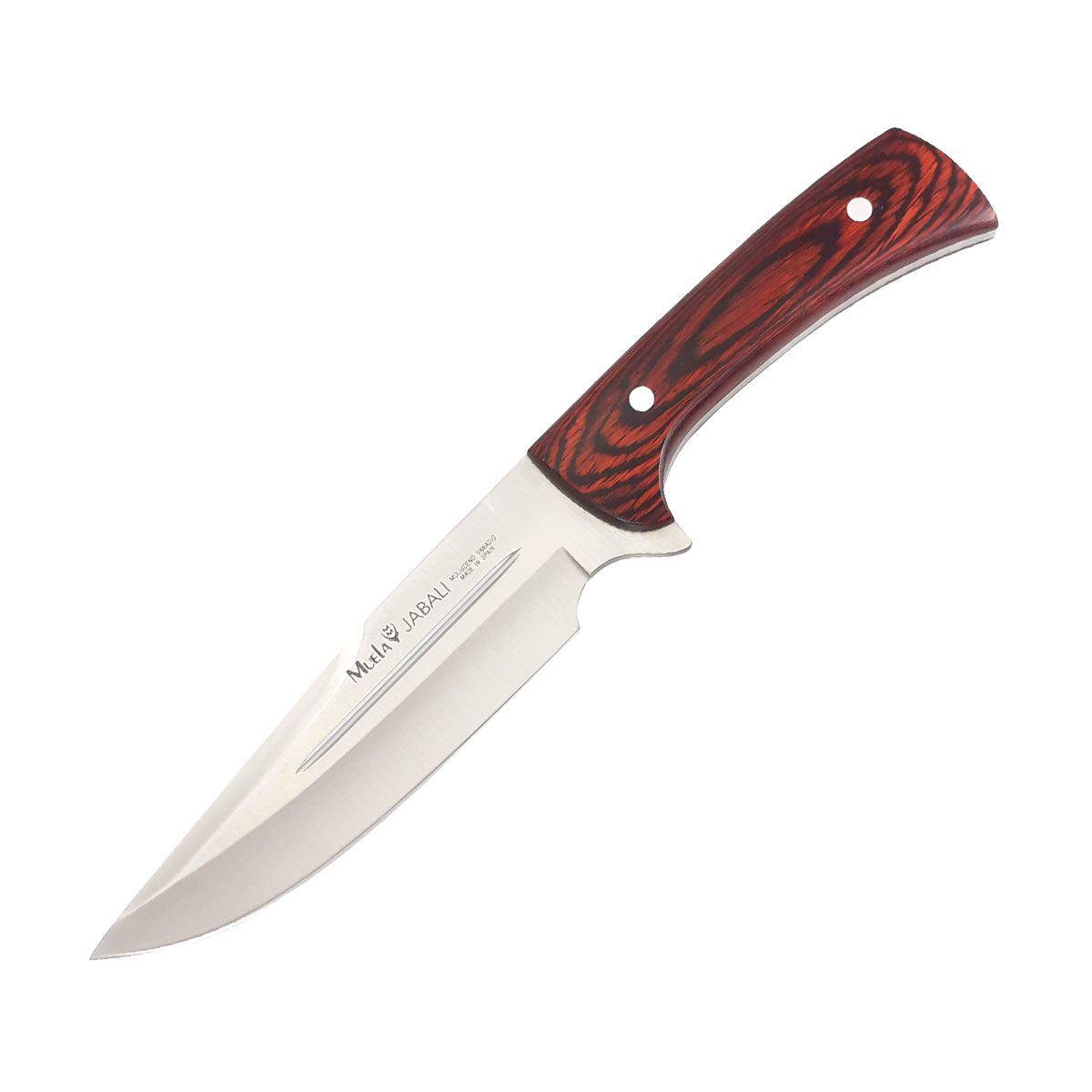 Cuchillo de caza Muela Jabalí con puño de madera prensada coral c...