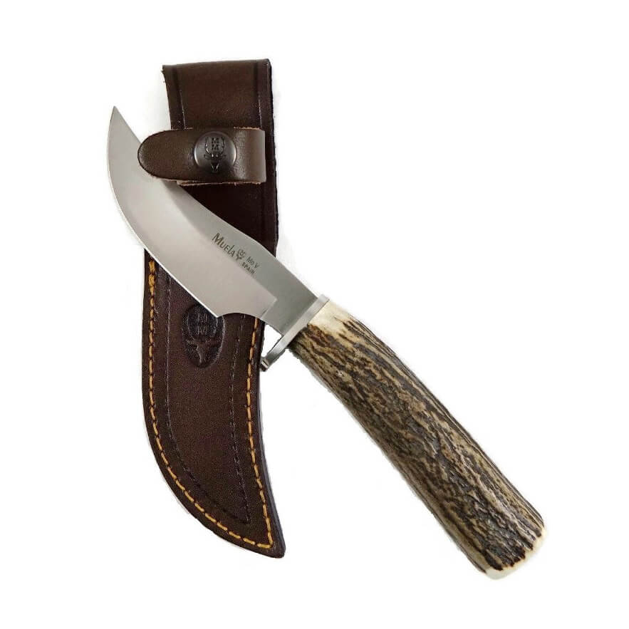 Faca de caça Muela DP-10A com cabo de chifre de veado e lâmina de 10 cm