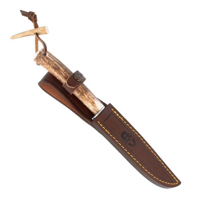 Cuchillo de caza Muela Gred-14 con mango de asta de ciervo y hoja de 14 cm
