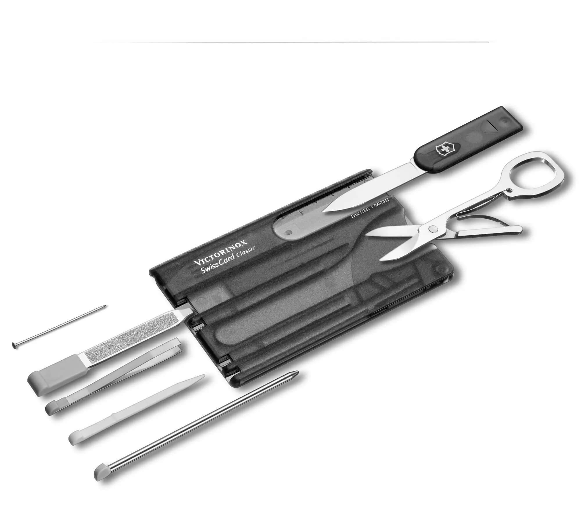 Tarjeta suiza clásica Victorinox negra con 10 funciones