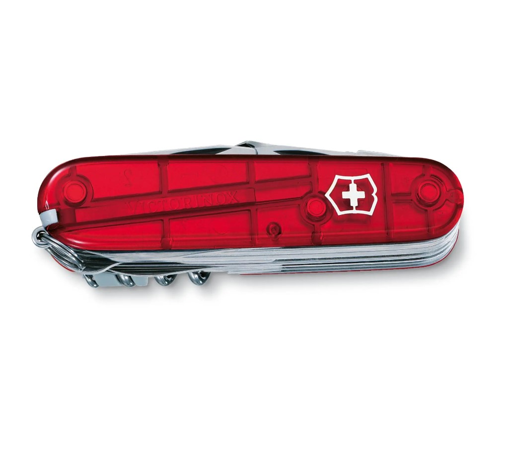 Victorinox Swiss Champ Couteau de Poche Rouge Translucide avec 33 Fonctions