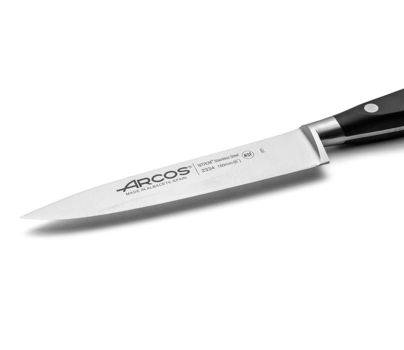 Cuchillo cocinero Arcos Riviera Negra con hoja de acero NITRUM de 15 cm