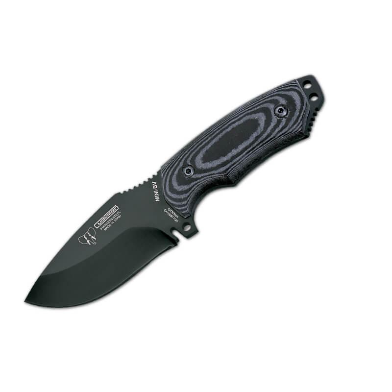 Cuchillo Cudeman Mini Boina. Mango micarta negra. Acero BÖHLER N-695. Funda cuero.