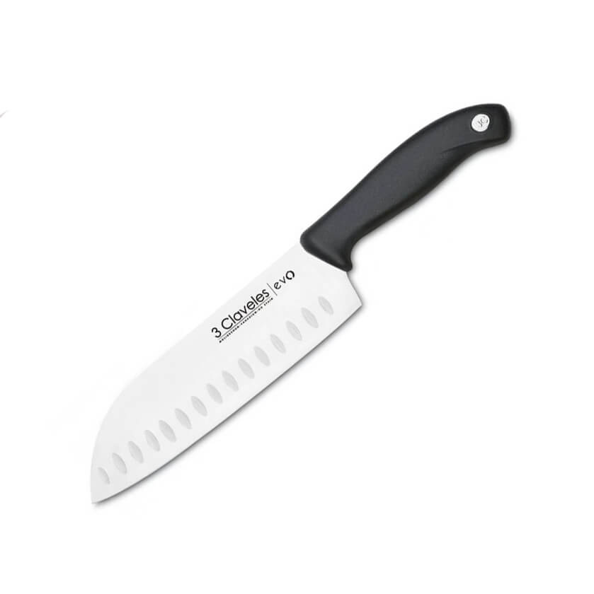Cuchillo Santoku 3Claveles serie Evo con hoja de 18 cm